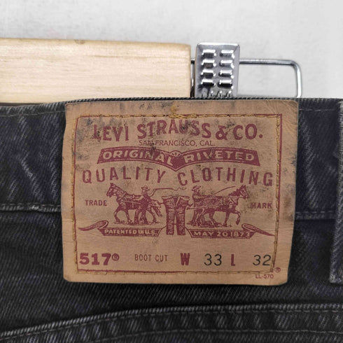 リーバイス Levis 90s USA製 98年製 ボタン裏575 517 BOOT CUT ジップフライブラックデニムパンツ メンズ W33L32
