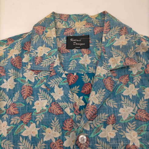 Kalani Designs リバーシブル ハイビスカス柄 花柄 開襟オープンカラー アロハ シャツ メンズ