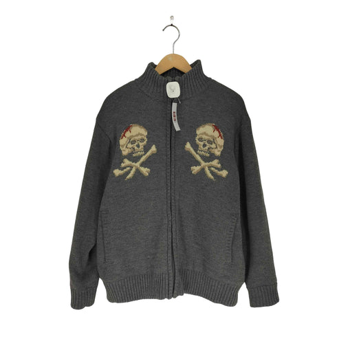 ショット Schott Skull ZIP BOA SWEATER メンズ L