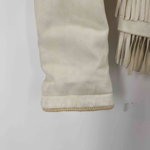 ロベルトカヴァリ roberto cavalli REAL LEATHER 裏地レオパード タッセル フリンジレザージャケット レディース 40