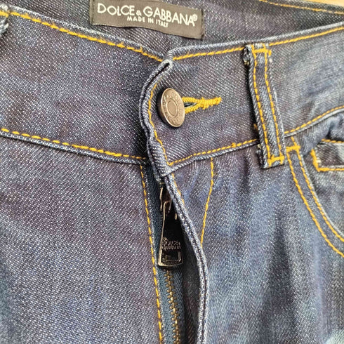 ドルチェアンドガッバーナ DOLCE&GABBANA ロゴメタリックプレート ストレートデニムパンツ メンズ 30