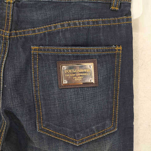 ドルチェアンドガッバーナ DOLCE&GABBANA ロゴメタリックプレート ストレートデニムパンツ メンズ 30