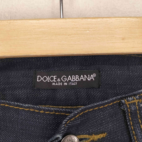 ドルチェアンドガッバーナ DOLCE&GABBANA ロゴメタリックプレート ストレートデニムパンツ メンズ 30