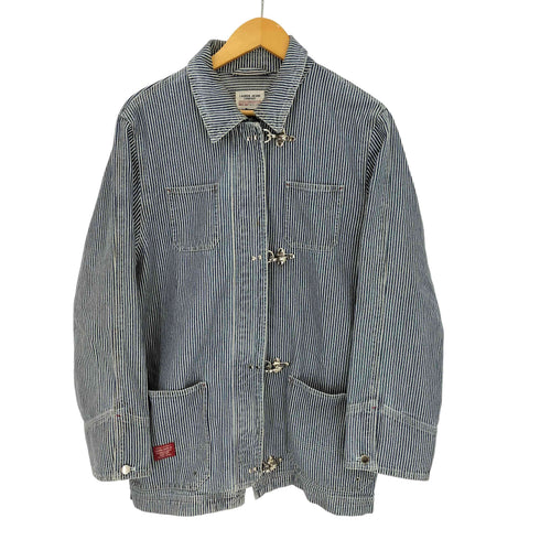 ローレンジーンズカンパニー LAUREN JEANS COMPANY 00s 香港製 ヒッコリーストライプ サイドジップ ファイヤーマン カバーオール メンズ import:L