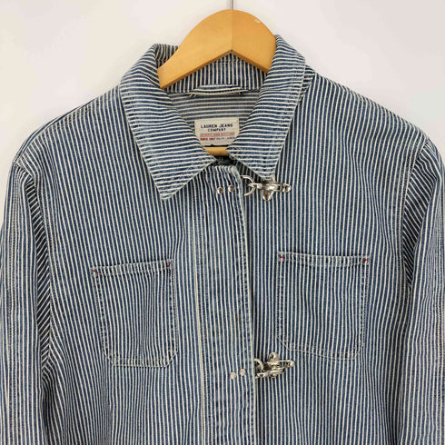 ローレンジーンズカンパニー LAUREN JEANS COMPANY 00s 香港製 ヒッコリーストライプ サイドジップ ファイヤーマン カバーオール メンズ import:L