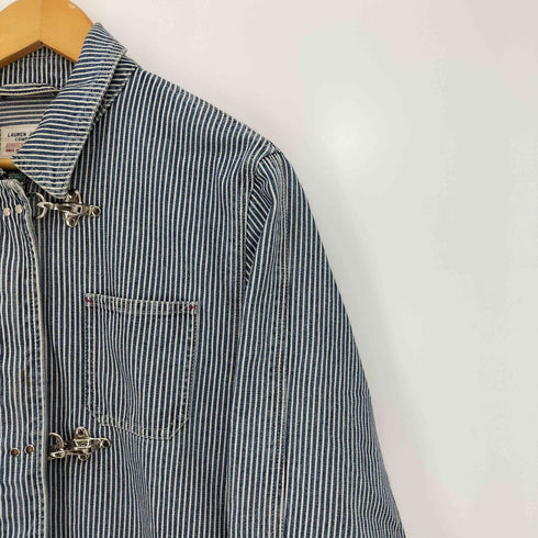 ローレンジーンズカンパニー LAUREN JEANS COMPANY 00s 香港製 ヒッコリーストライプ サイドジップ ファイヤーマン カバーオール メンズ import:L