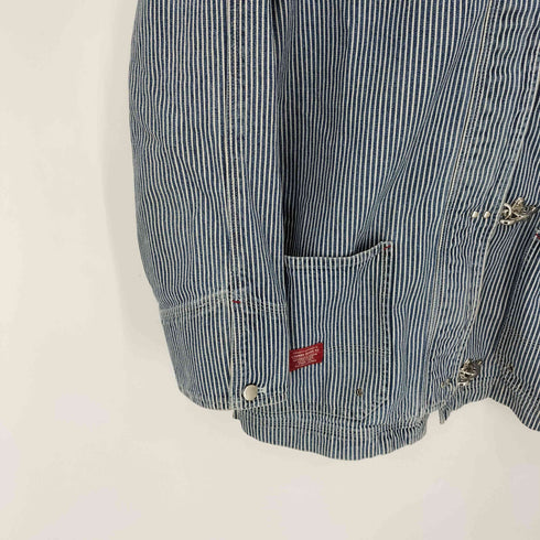 ローレンジーンズカンパニー LAUREN JEANS COMPANY 00s 香港製 ヒッコリーストライプ サイドジップ ファイヤーマン カバーオール メンズ import:L