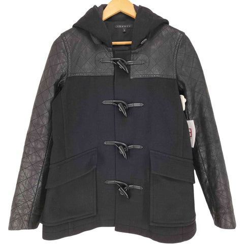 セオリー theory lamb leather cashmere カシミヤ混 ラムレザー トグルボタン ダッフルコート レディース S