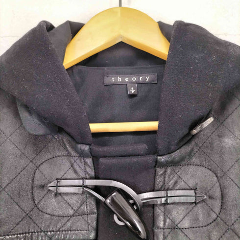 セオリー theory lamb leather cashmere カシミヤ混 ラムレザー トグルボタン ダッフルコート レディース S
