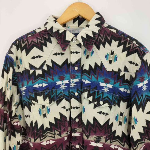 ラングラー Wrangler 90s ネイティブ柄 コットン ウエスタンシャツ メンズ X-LONG TAILS