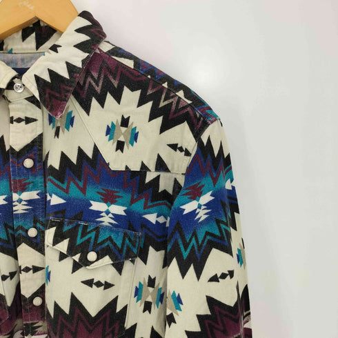 ラングラー Wrangler 90s ネイティブ柄 コットン ウエスタンシャツ メンズ X-LONG TAILS