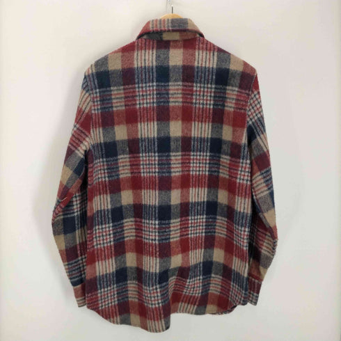 80S GIMBELS 三角タグ 襟芯 両フラップ リネン混 ミックスファブリック ヘビーウール L/S フランネル チェック シャツ メンズ import:M