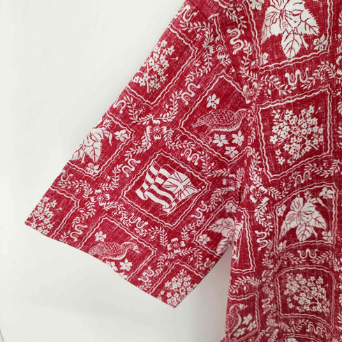 レインスプーナー Reyn Spooner ハワイ製 コットンポリ ボタンダウン アロハシャツ メンズ import:L