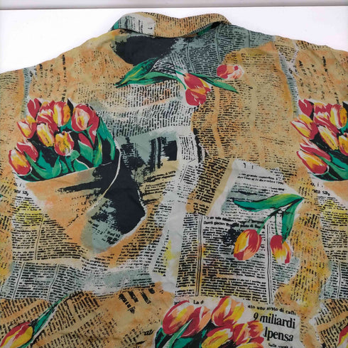 ciani 花柄 ニュースペーパー 総柄 L/S シルク シャツ メンズ import:L