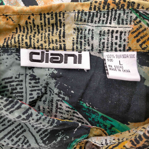 ciani 花柄 ニュースペーパー 総柄 L/S シルク シャツ メンズ import:L