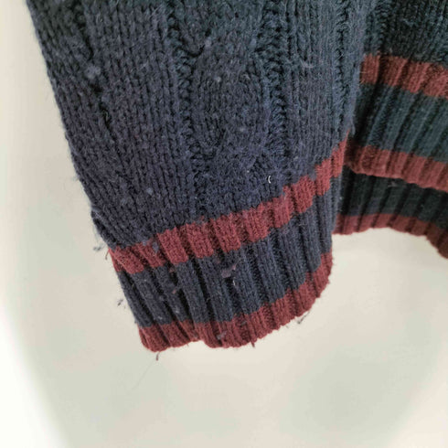 トミーヒルフィガー TOMMY HILFIGER カレッジロゴワッペン ウール混 Vネック ニットセーター メンズ import:L