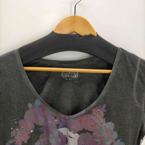 ディーゼル DIESEL スカルローズ プリント Uネック Tシャツ Y2K レディース