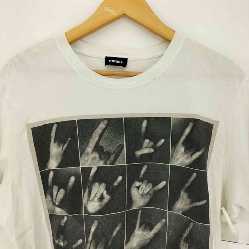 ディーゼル DIESEL ハンドサイン グラフィックプリント 半袖クルーネックTシャツ メンズ import:M