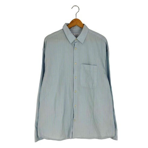 ザラ ZARA コットンリネン ストライプ レギュラーカラーシャツ メンズ import:M