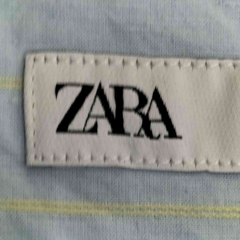 ザラ ZARA コットンリネン ストライプ レギュラーカラーシャツ メンズ import:M