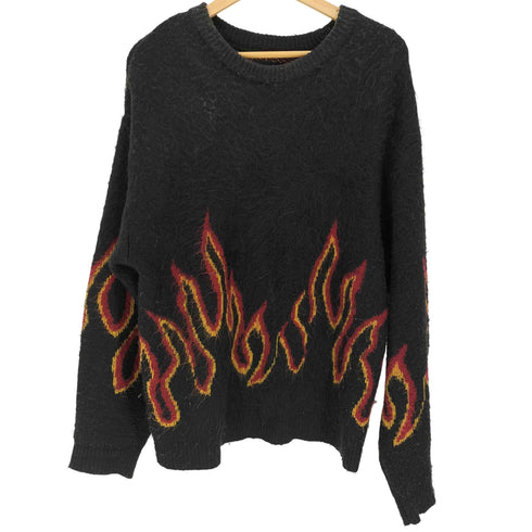 Cathy's Closet flame acrylic knit ファイヤー パターン プルオーバー ニット メンズ import:M