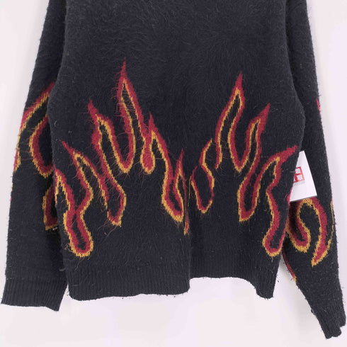 Cathy's Closet flame acrylic knit ファイヤー パターン プルオーバー ニット メンズ import:M