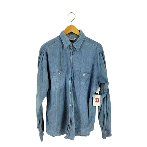 ファイブブラザー FIVE BROTHER 70-80s USA製 The Bill'sプリント シャンブレーシャツ メンズ import:L
