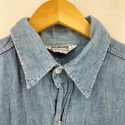 ファイブブラザー FIVE BROTHER 70-80s USA製 The Bill'sプリント シャンブレーシャツ メンズ import:L