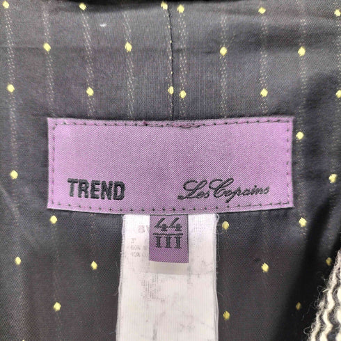 レコパン LES COPAINS TREND イタリア製 襟ベロア チェック ピークドラペル チェスターコート レディース EUR:44