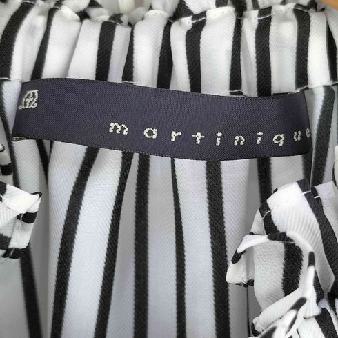 マルティニーク martinique ストライプ ギャザー ボウタイブラウス レディース