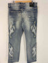 SMOKE RISE LONG STRAIGHT DYSTOPIA FRAY PATCHED JEANS メンズ 34