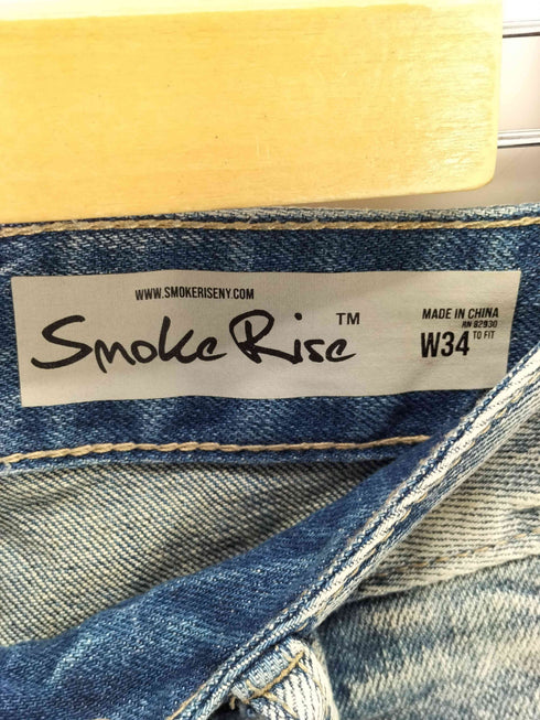 SMOKE RISE LONG STRAIGHT DYSTOPIA FRAY PATCHED JEANS メンズ 34
