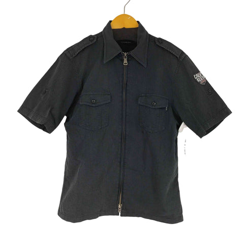カルバンクライン CALVIN KLEIN 00S ジップアップ S/S ミリタリーシャツ メンズ import:M