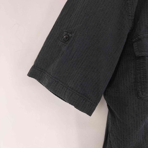 カルバンクライン CALVIN KLEIN 00S ジップアップ S/S ミリタリーシャツ メンズ import:M
