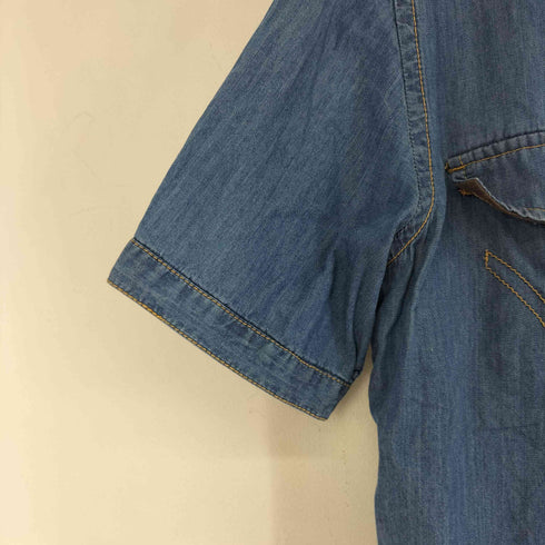 ジーステージ G-Stage ジップポケット ステッチデザイン S/S デニムシャツ メンズ JPN:L