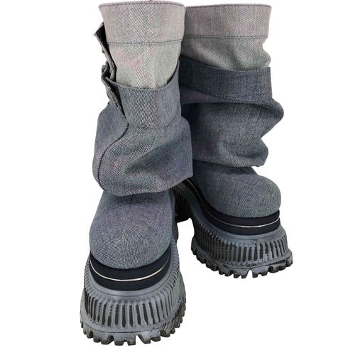 イエロー YELLO 25-26 COLLECTION BLUE JEAN BABY PLATFORM ショートブーツ レディース M