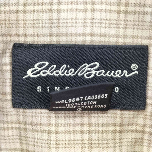 エディーバウアー Eddie Bauer 90S コットン チェック柄 L/S BDシャツ メンズ import:L
