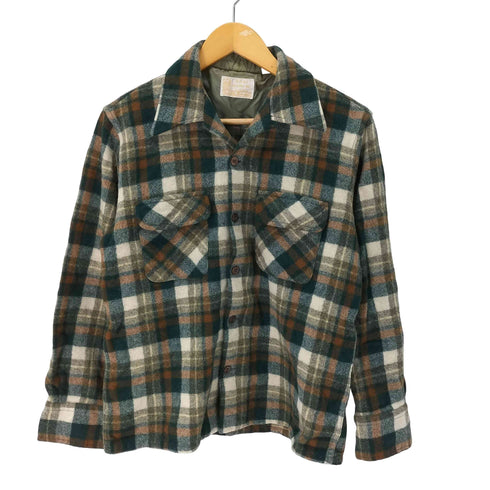 シアーズ Sears ウール100% ウールシャツ チェック柄 メンズ import:M