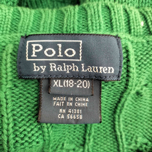 ポロバイラルフローレン Polo by RALPH LAUREN 90S ロゴ刺繍 ケーブルニット レディース import:XL