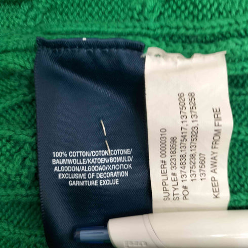 ポロバイラルフローレン Polo by RALPH LAUREN 90S ロゴ刺繍 ケーブルニット レディース import:XL
