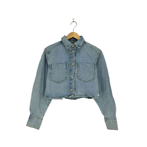 ザラ ZARA クロップドデニムジャケット レディース XS