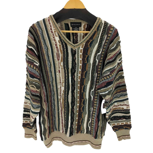 CONTE di MILANO コットンアクリル マルチカラー3Dニット メンズ JPN:XL
