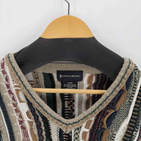 CONTE di MILANO コットンアクリル マルチカラー3Dニット メンズ JPN:XL