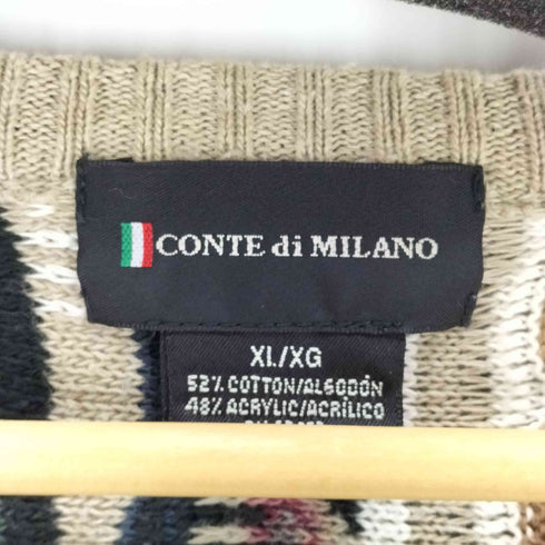 CONTE di MILANO コットンアクリル マルチカラー3Dニット メンズ JPN:XL