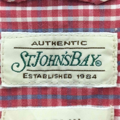 セントジョンズベイ STJOHNS BAY 90-00s POPLIN ボタンダウン 半袖 チェックシャツ ボックス メンズ import:L