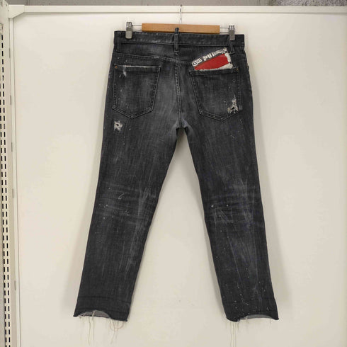 ディースクエアード DSQUARED2 19SS イタリア製 ダメージ加工 ペイント スキニー デニム パンツ レディース 42