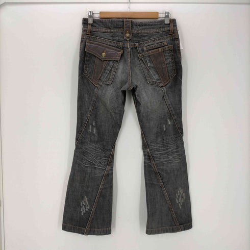 ミッシェルクランオム MICHEL KLEIN HOMME レザーパイピング ブーツカット フレア ダメージ デニム パンツ Y2K メンズ JPN:44