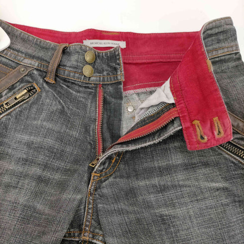ミッシェルクランオム MICHEL KLEIN HOMME レザーパイピング ブーツカット フレア ダメージ デニム パンツ Y2K メンズ JPN:44
