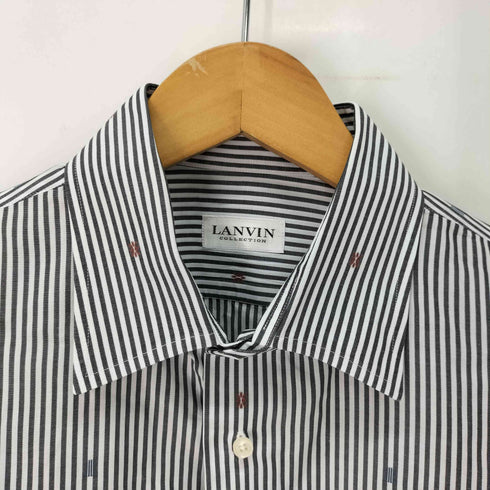 ランバンコレクション LANVIN COLLECTION 刺繍 ストライプ コットン シャツ メンズ LB