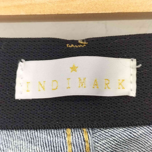 indimark ゴムウェスト 裾折り返しデザイン ストレート デニムパンツ レディース JPN:M